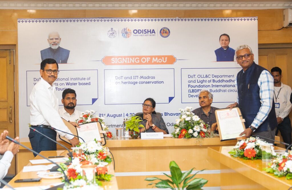 Odisha tourism, heritage conservation, adventure tourism, Buddhist pilgrimage, Odisha Vision 2036, IIT Madras MoU, NIWS Goa, LBDFI, Ratnagiri, Udayagiri, Lalitgiri, Odisha culture, Odisha travel, Ministry of Tourism, Government of India,Odisha Tourism official handle,Chief Minister’s Office, Odisha, IIT Madras official handle, Incredible India official handle, Light of Buddhadharma Foundation International (if active), Ministry of Culture, Government of India