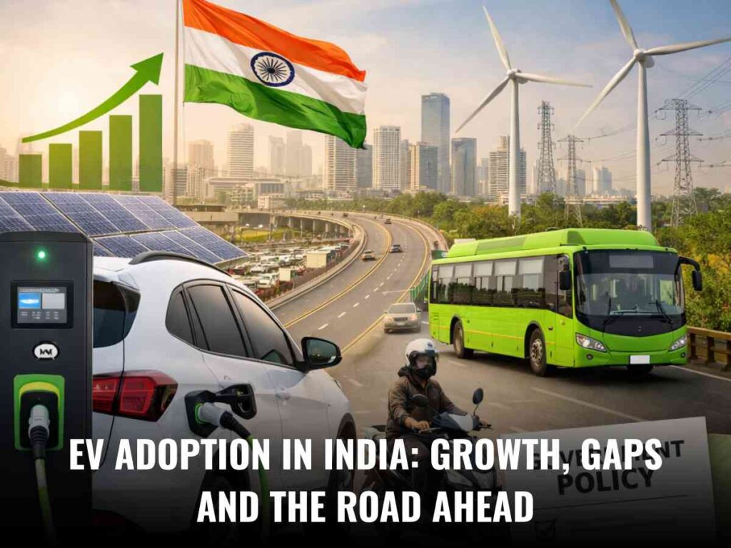 EV adoption in India, electric vehicles India, EV infrastructure India, air pollution India, electric mobility India, EV policy India, FAME scheme, PM E Drive scheme, EV charging stations India, climate change transport India