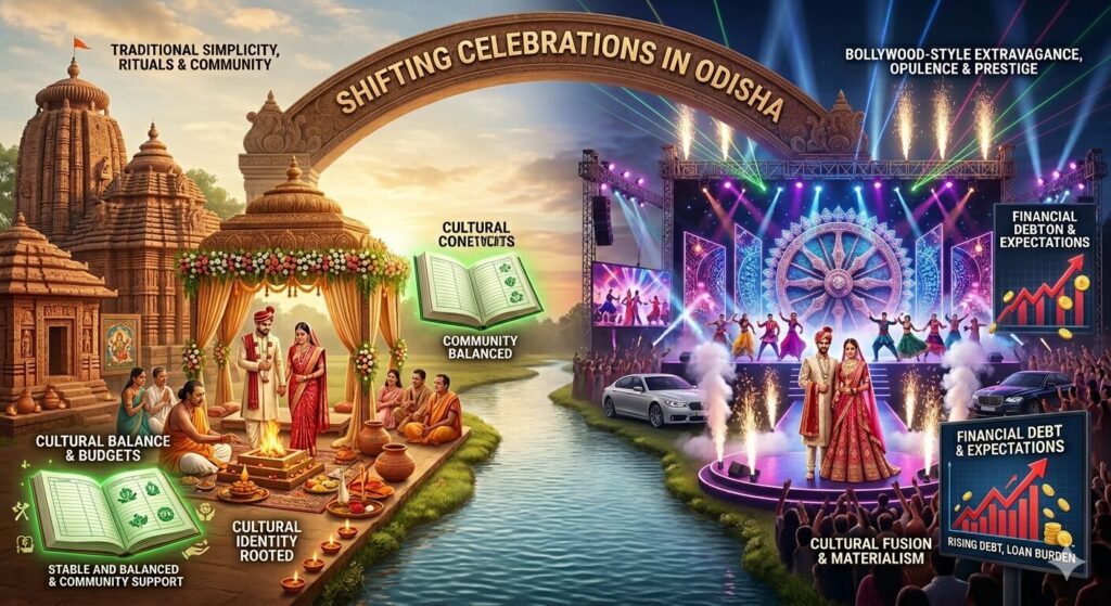 Odia Culture, Traditional Odisha Weddings, Cultural Dilution, Social Pressure in Odisha, Nirbandha and Lagna, Bollywood Influence on Weddings, Economic Burden of Marriages, Rabindra Kumar Nayak, Cultural Heritage of Odisha.