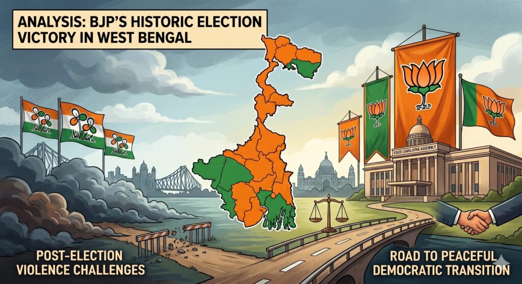 West Bengal Election Results, BJP vs TMC, Post-Election Violence West Bengal, Monalisa Dash Dwibedy, Narendra Modi, Mamata Banerjee, Democratic Transition India, West Bengal Politics 2026, Election Commission of India, Political Stability.