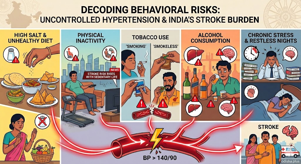 Uncontrolled hypertension, India stroke burden, PLOS One study, stroke prevention, behavioral risks, hypertension medication, NFHS data, brain stroke symptoms, BE-FAST, #StrokeActionNow