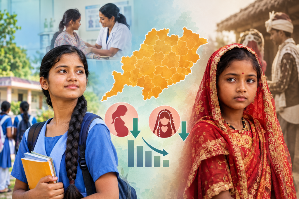 NFHS-6 Odisha, teenage pregnancy Odisha, child marriage Odisha, Odisha health data, adolescent pregnancy, child marriage, NFHS-6 data, Odisha districts, teenage motherhood, adolescent health, women and girls Odisha, Odisha development